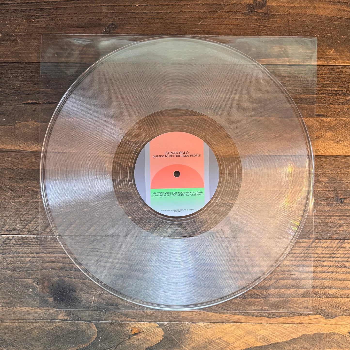 Dapayk Solo "Outside music for inside people" clear vinyl, limited to 10 copies (Sober063)