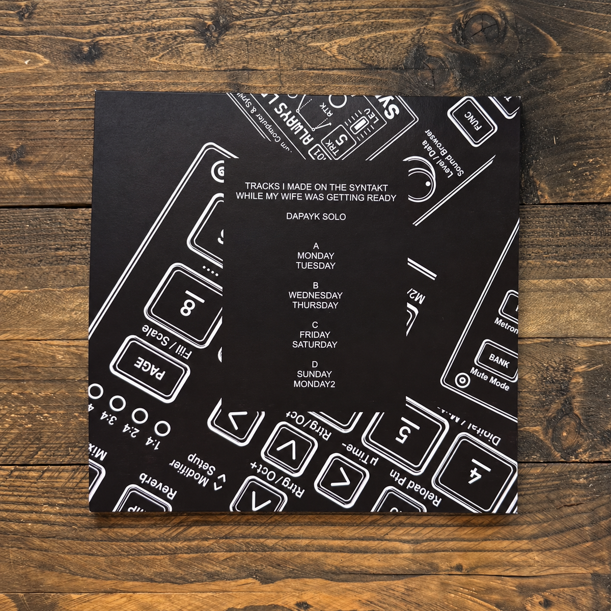 Dapayk Solo "Tracks I made on the Syntakt while my wife was getting ready" 2x12", Limited edition, (RRYTUS17)