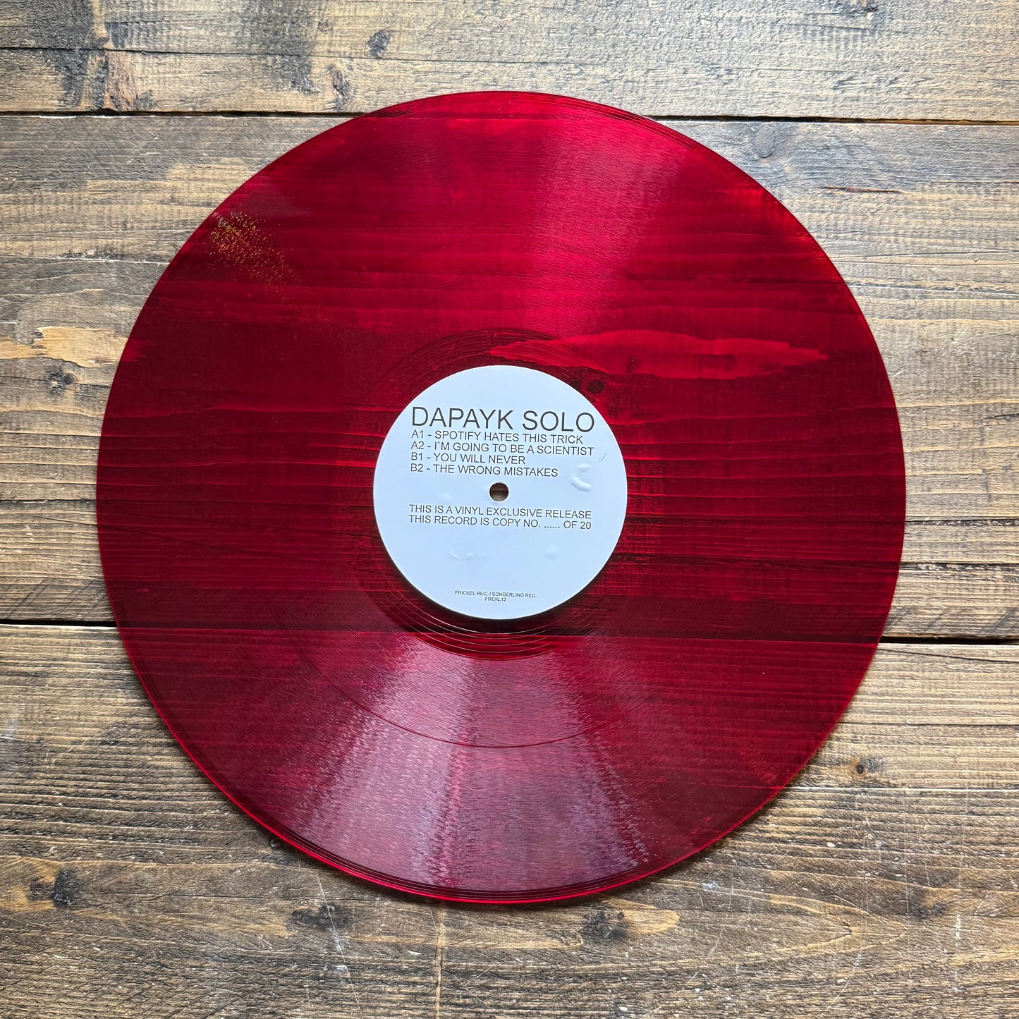 (Frickel12) Spotify hates this trick (vinyl only) Limited to 20 copies