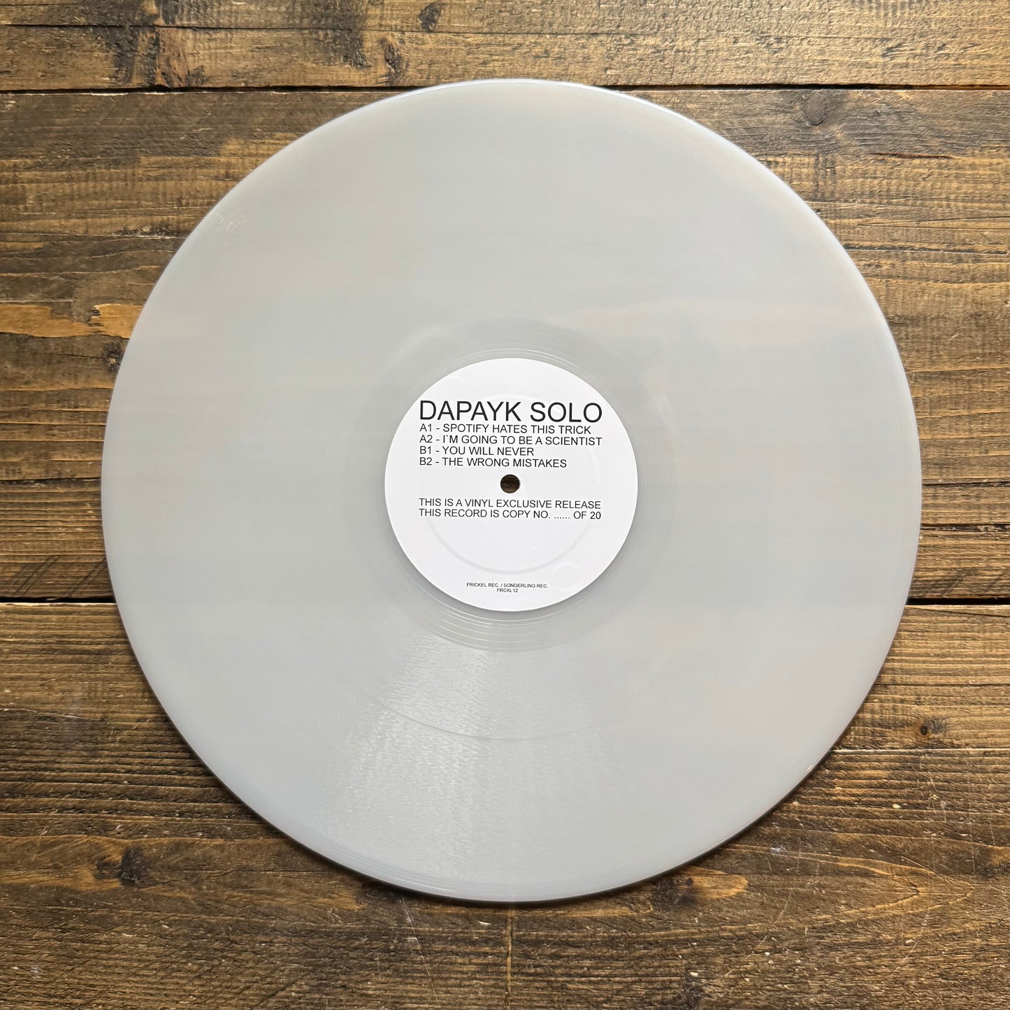(Frickel12) Spotify hates this trick (vinyl only) Limited to 20 copies