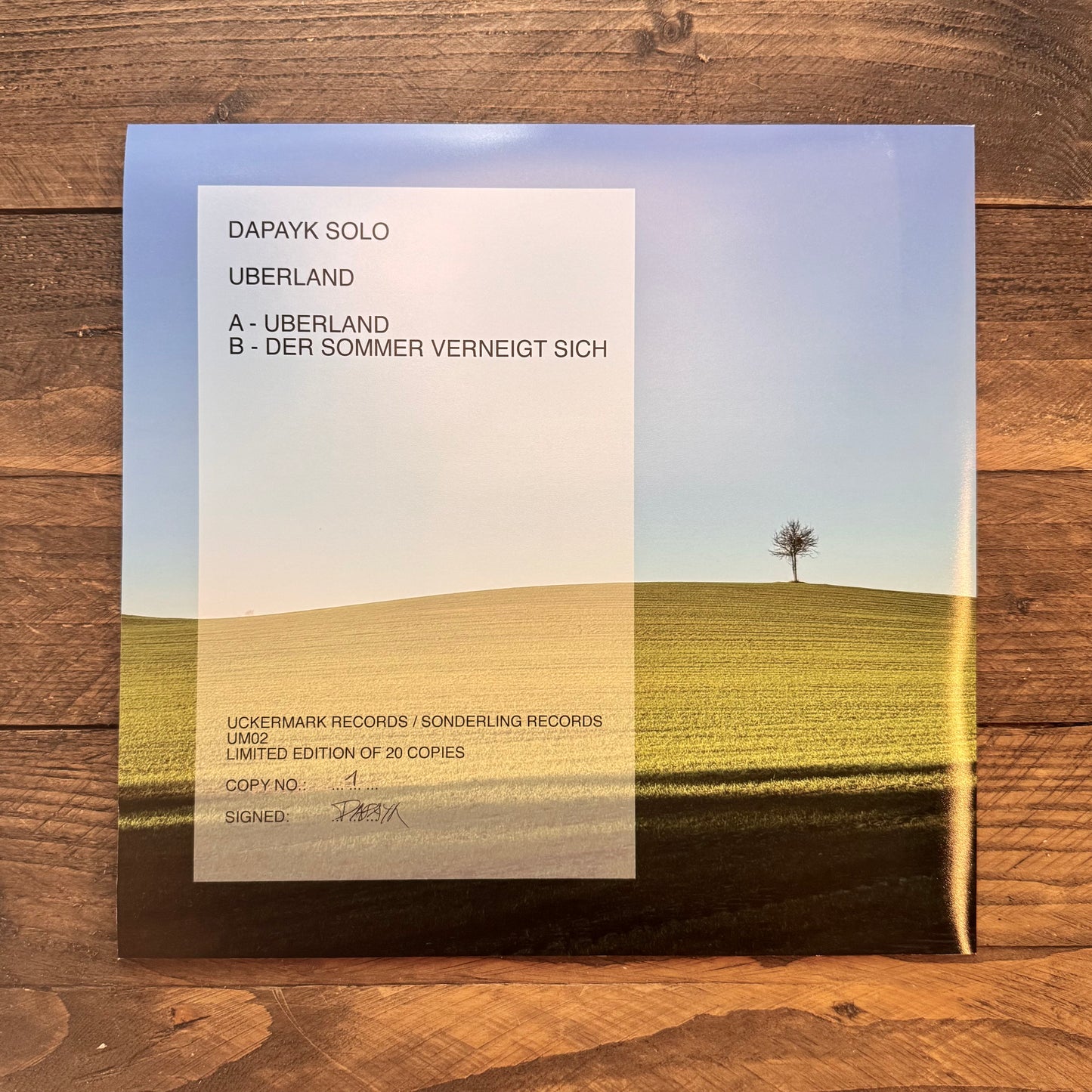 Dapayk Solo "Uberland" (UM02), blue vinyl, limited to 20 copies